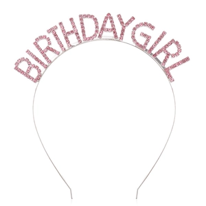Pink rhinestone Birthday Girl headband and sash set for women and girl celebrations