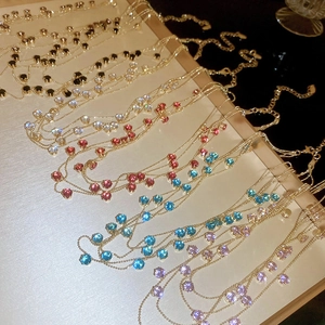 Multi-layer zircon necklace set in five colors with sparkling starburst effect