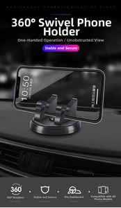 Swan-shaped black car phone holder on dashboard with 360-degree rotating cradle