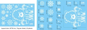 Größentabelle für Let It Snow Fensterbilder mit 20x30cm Layout und 22 weißen Aufklebern