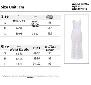 Tabella taglie dettagliata per set sexy in pizzo trasparente con misure espresse in cm