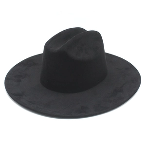 Chapeau fedora classique en daim noir à bord large pour hommes et femmes, style rétro