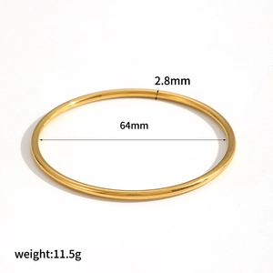 Bracciale rigido geometrico in acciaio inossidabile placcato oro 18k, diametro interno 64mm