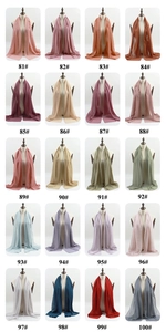 Chiffon hijab scarves collection showing twenty solid color options in a grid display