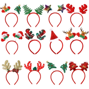 Set of 12 festive Christmas headbands featuring reindeer antlers and holiday stars