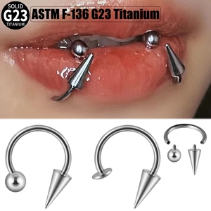 G23 Titanium Body Piercing Horseshoe Lip Nose Ear Cartilage Ring Spike Cone Stud Punk Style For Women Men