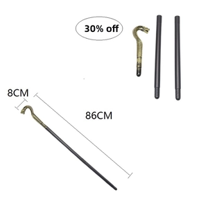 Three-section foldable Egyptian cobra scepter in antique gold for Halloween cosplay