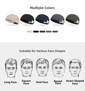 Detail view of quick-dry miki hats in five colors with side woven label and fit guide
