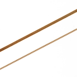 Minimalist gold stainless steel snake chain and O-chain necklace set for women