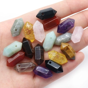 Polished natural crystal double point hexagonal pendants for DIY jewelry necklaces