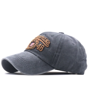 Charcoal grey vintage washed cotton baseball cap with Francisco 46 flag embroidery