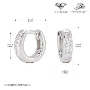 Détails des boucles d'oreilles créoles en argent 925 avec dimensions et poids