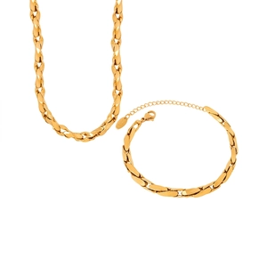 Gold Plated Copper Twisted Chain Necklace And Bracelet Minimalist Jewelry For Women Lightweight Luxury Commuter Style