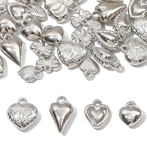 Polished silver heart and bow pendants for DIY jewelry making in various designs