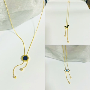Titanium Steel Tassel Pendant Necklace Luxury Gold Plated Rhinestone Butterfly Roman Numeral Evil Eye Fashion Jewelry For Women
