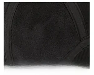 Detail view of the warm black fleece lining and adjustable strap of a winter baseball cap