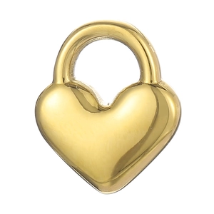 Minimalist golden hollow heart pendant in polished stainless steel for DIY jewelry