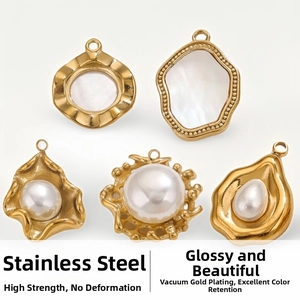 Detailed macro view of gold-plated stainless steel sunflower charms with pearls