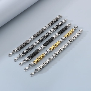 Men's vintage Byzantine and O-chain steel bracelets in silver and dual-tone colors