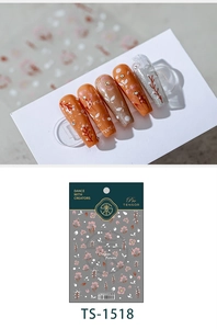 Detail of floral nail sticker TS-1518 showing pink blossoms and butterfly patterns