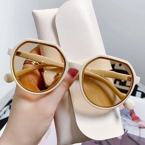 Women Fashion Polygon Sunglasses Retro Jelly Color Oversized Eyewear UV Protection PC Frame AC Lens Stylish Shades