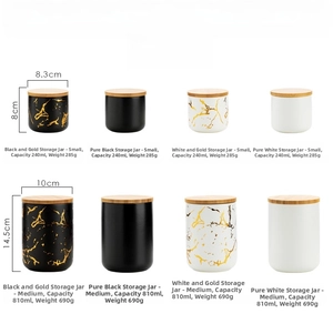 Detailed size chart for Nordic ceramic storage jars in small and medium capacities