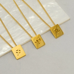 Zodiac Constellation Square Pendant Necklace Stainless Steel 18K Gold Plated Fashion Jewelry For Men Women