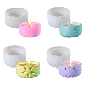 Set di stampi in silicone per candele fai-da-te a tema natalizio a cuore e albero