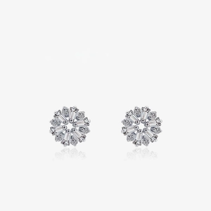 Flower Stud Earrings With 925 Sterling Silver And Sparkling Cubic Zirconia Minimalist Jewelry For Women