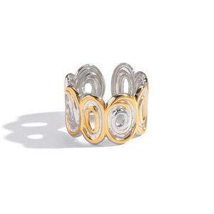 Minimalistischer Spiralring in Gold-Silber-Mischung mit geometrischem hohlem Design