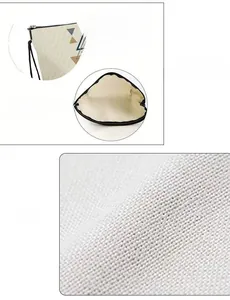 Detail of fine linen texture and anti-sliding alloy zipper on geometric makeup bag