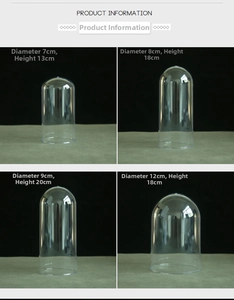 Clear acrylic dome display covers for preserved flowers and DIY crafts in four sizes