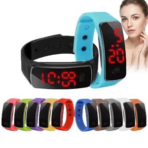 Digital LED sports wristband for kids with silicone strap in 12 vibrant colors