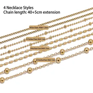 Collane dorate in acciaio inossidabile 18K 40cm, maglia veneziana e forzatina