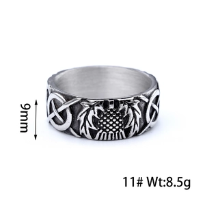 Retro punk 9mm stainless steel rotating ring with Celtic cross patterns for men