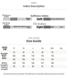 Size chart for floral print dress with detailed measurements for S to 2XL sizes