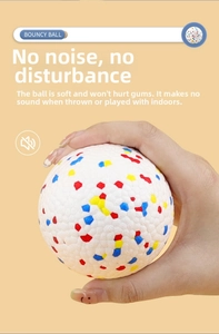 Close-up of flexible floral bouncy ball showing soft texture and anti-slip honeycomb pattern
