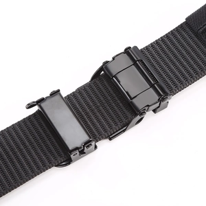 Men's tactical black nylon belt with heavy duty quick release metal buckle