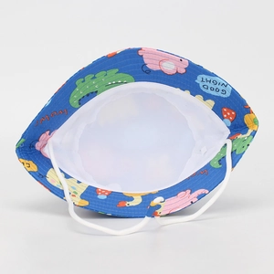 Kids cartoon animal sun hat with blue alligator print and mesh lining detail