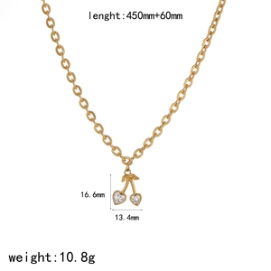 Collana ciliegia in acciaio inossidabile dorato con pendente in zircone e misure