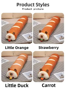 Collection de coussins Capybara avec motifs orange, fraise, canard et carotte