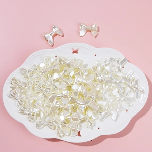 Cute white resin pearl bow tie beads for DIY jewelry and phone chain accessories