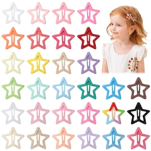 Kids Y2K Star Hair Clips Candy Color Star Shaped Snap Hair Clips Plastic Resin Hairpins For Girls Sweet Hair Accessories