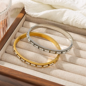 Bracciali minimalisti in acciaio inossidabile placcato oro 18 carati e argento con diamanti