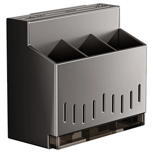 Wall-mounted dark grey stainless steel kitchen knife and cutlery storage organizer rack
