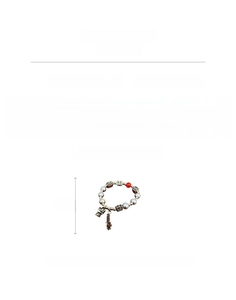 Detail of 28.5g beaded bracelet with agate, pearls, and dragon lucky charm