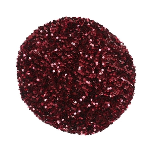 Detailed texture of burgundy velvet beret hat featuring shimmering sequins for women