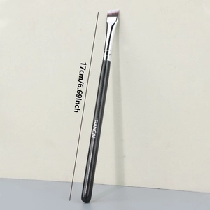 Pinceau à sourcils biseauté professionnel de 17cm avec manche fin en bois noir