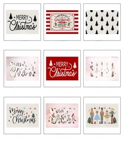 Detailed catalog showing nine festive Christmas theme waterproof linen placemat patterns