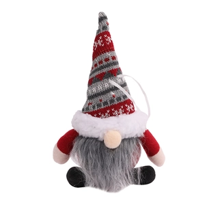 Gnomo di Natale a maglia con barba lunga e cappello per decorazione albero di Natale